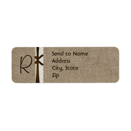 Rustic Burlap- en Lace-monogram - label (Voorkant)