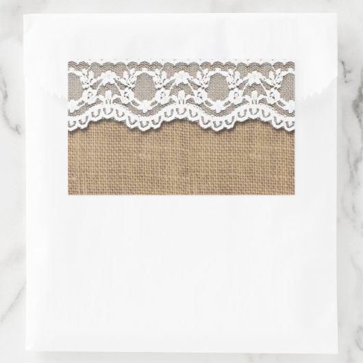 Rustic Burlap en Lace Rechthoekige Sticker (Tas)