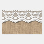 Rustic Burlap en Lace Rechthoekige Sticker (Voorkant)