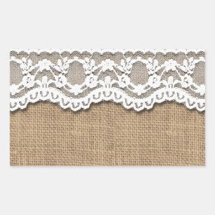 Rustic Burlap en Lace Rechthoekige Sticker