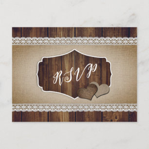 Rustic Burlap en Lace RSVP Briefkaart Song Choice