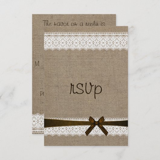 Rustic Burlap en Lace RSVP Wedding (Voorkant / Achterkant)