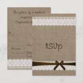 Rustic Burlap en  Lace RSVP Wedding Kaartje (Voorkant / Achterkant)