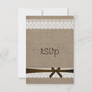 Rustic Burlap en  Lace RSVP Wedding Kaartje
