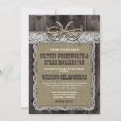 Rustic Burlap en Lace Wedding Invitations Kaart (Voorkant)