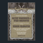 Rustic Burlap en Lace Wedding Invitations Kaart<br><div class="desc">Rustic Hoefijzer Burlap en Lace Wedding Invitations - zijn uitgerust met een gedrukte houten achtergrond met twijndraden,  kant en een tekstvak voor overlappingen. Twee hoefijzers zitten bovenaan bedekt met een twijnboog (bedrukt). Geen elementen zijn echt — alleen gedrukt.</div>