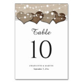 Rustic Burlap- en Lace Wedding-nummers Kaart (Voorkant)