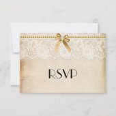 Rustic Burlap en Lace Wedding RSVP (Voorkant)