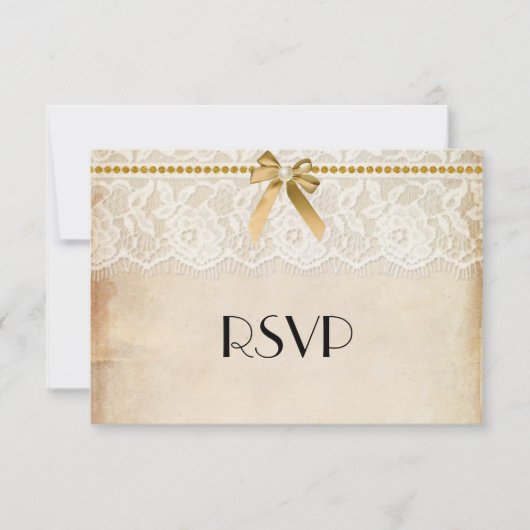 Rustic Burlap en Lace Wedding RSVP (Voorkant)