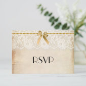 Rustic Burlap en Lace Wedding RSVP (Staand voorkant)
