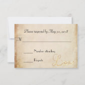 Rustic Burlap en Lace Wedding RSVP (Achterkant)