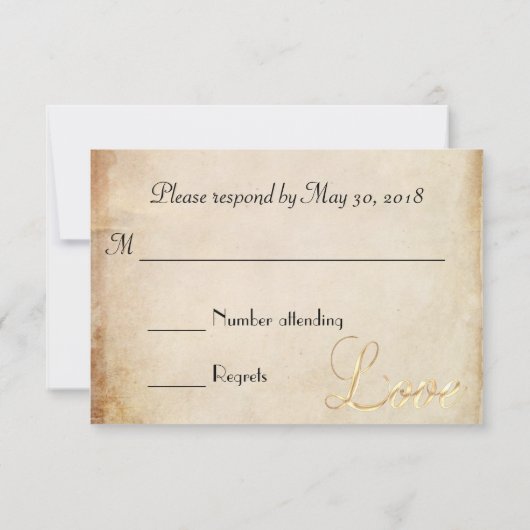 Rustic Burlap en Lace Wedding RSVP (Achterkant)