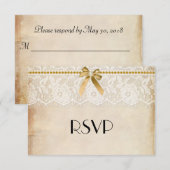 Rustic Burlap en Lace Wedding RSVP (Voorkant / Achterkant)