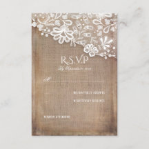 Rustic Burlap- en Lace Wedding RSVP-kaart