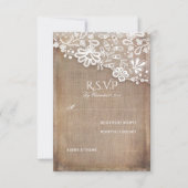 Rustic Burlap- en Lace Wedding RSVP-kaart RSVP Kaartje (Voorkant)