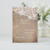 Rustic Burlap- en Lace Wedding RSVP-kaart RSVP Kaartje (Staand voorkant)