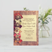 Rustic Burlap en Leaves Fall Wedding Invitations Kaart (Staand voorkant)