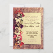 Rustic Burlap en Leaves Fall Wedding Invitations Kaart (Voorkant)