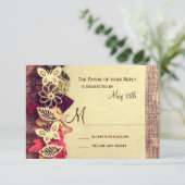 Rustic Burlap- en Leaves Wedding RSVP-kaarten RSVP Kaartje (Staand voorkant)