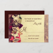 Rustic Burlap- en Leaves Wedding RSVP-kaarten RSVP Kaartje (Voorkant / Achterkant)