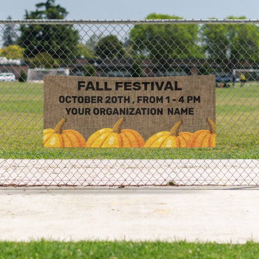 Rustic Burlap en Pumpkin Herfst Festival Spandoek (Insitu)