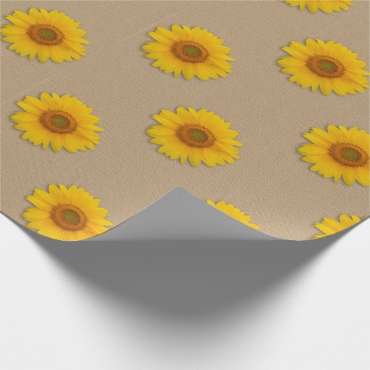 Rustic Burlap- en Sunflower Country Wrapping Paper Cadeaupapier (Hoek)