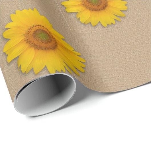 Rustic Burlap- en Sunflower Country Wrapping Paper Cadeaupapier (Rol Hoek)