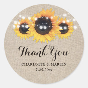 Rustic Burlap en Sunflower Hartelijk dank Stickers