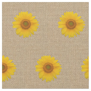 Rustic Burlap en Sunflower Printed Pattern Fabric Stof