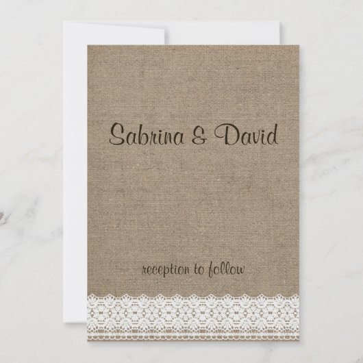 Rustic Burlap en  uitnodiging voor weddenschappen (Achterkant)