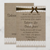 Rustic Burlap en uitnodiging voor weddenschappen (Voorkant / Achterkant)