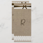 Rustic Burlap en Vintage Lace Program Rack Kaart (Voorkant / Achterkant)