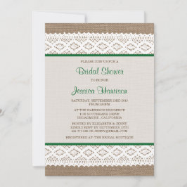 Rustic Burlap en  Vrijgezellenfeest met witte lens Kaart