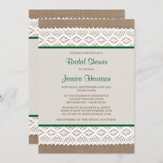 Rustic Burlap en  Vrijgezellenfeest met witte lens Kaart (Voorkant / Achterkant)