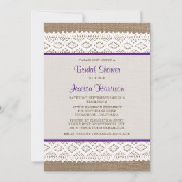 Rustic Burlap en  Vrijgezellenfeest met witte lens Kaart