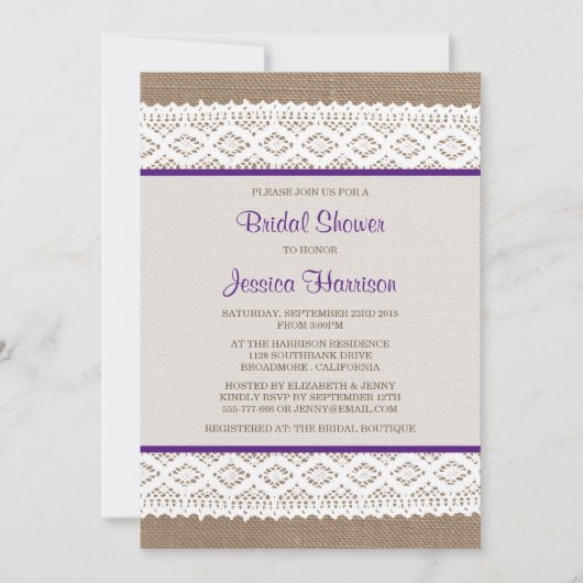 Rustic Burlap en  Vrijgezellenfeest met witte lens Kaart (Voorkant)