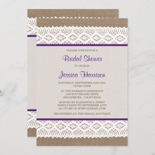 Rustic Burlap en  Vrijgezellenfeest met witte lens Kaart (Voorkant / Achterkant)