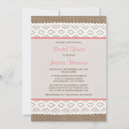 Rustic Burlap en  Vrijgezellenfeest met witte lens Kaart