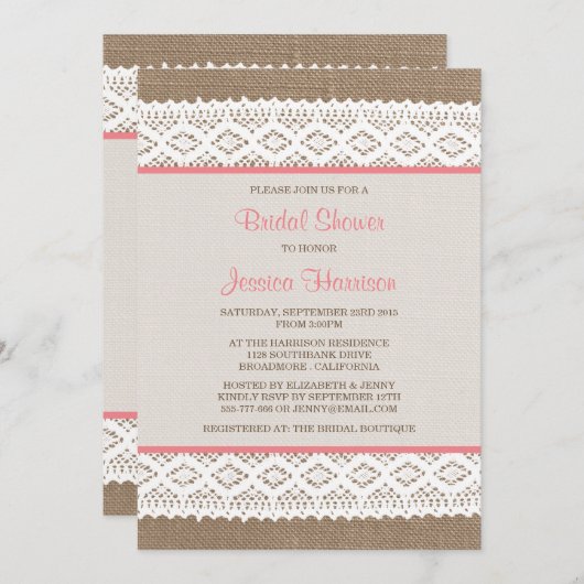 Rustic Burlap en  Vrijgezellenfeest met witte lens Kaart (Voorkant / Achterkant)