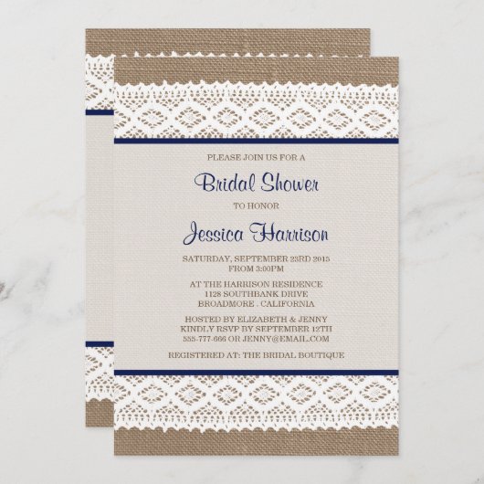 Rustic Burlap en  Vrijgezellenfeest met witte lens Kaart (Voorkant / Achterkant)