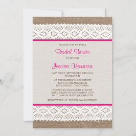 Rustic Burlap en  Vrijgezellenfeest met witte lens Kaart