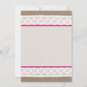 Rustic Burlap en  Vrijgezellenfeest met witte lens Kaart (Achterkant)