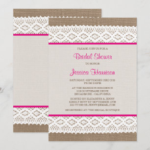 Rustic Burlap en Vrijgezellenfeest met witte lens Kaart