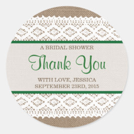 Rustic Burlap en  Vrijgezellenfeest met witte lens Ronde Sticker