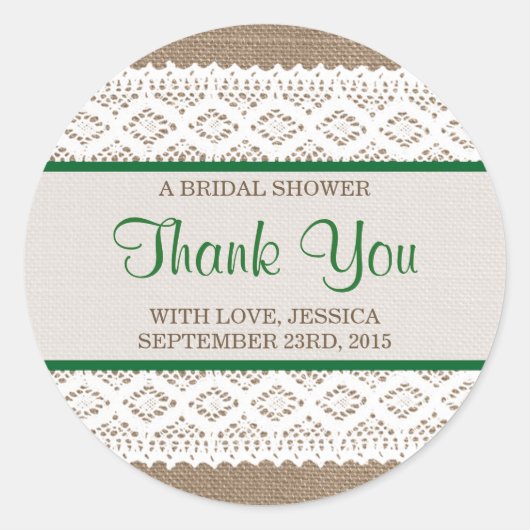 Rustic Burlap en Vrijgezellenfeest met witte lens Ronde Sticker (Voorkant)