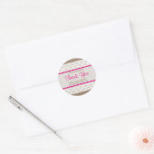 Rustic Burlap en Vrijgezellenfeest met witte lens Ronde Sticker (Envelop)