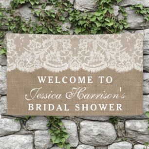 Rustic Burlap en  Vrijgezellenfeest met witte lens Spandoek