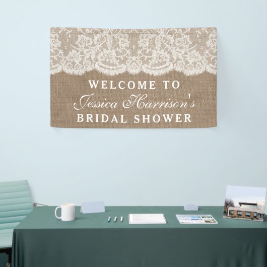 Rustic Burlap en Vrijgezellenfeest met witte lens Spandoek (Beurs)