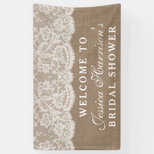 Rustic Burlap en  Vrijgezellenfeest met witte lens Spandoek (Verticaal)