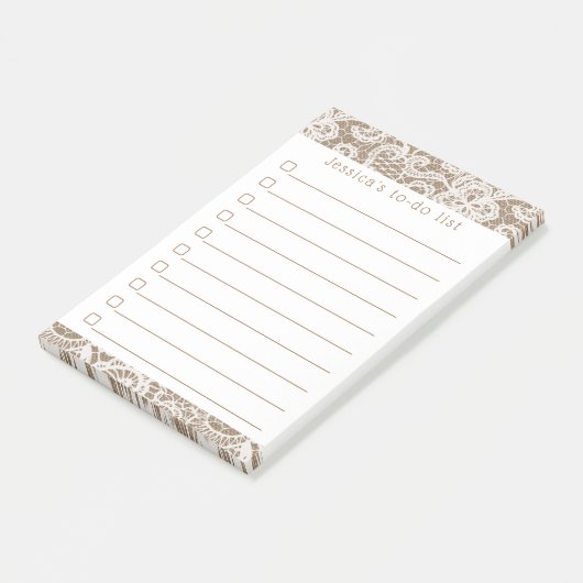 Rustic Burlap en White Lace Post-it® Notes (Schuin)